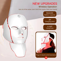LED Facial Mask with Neck/7 Colors - Red Light Therapy Facial Mask for Anti-Aging, Rejuvenation & Brightening