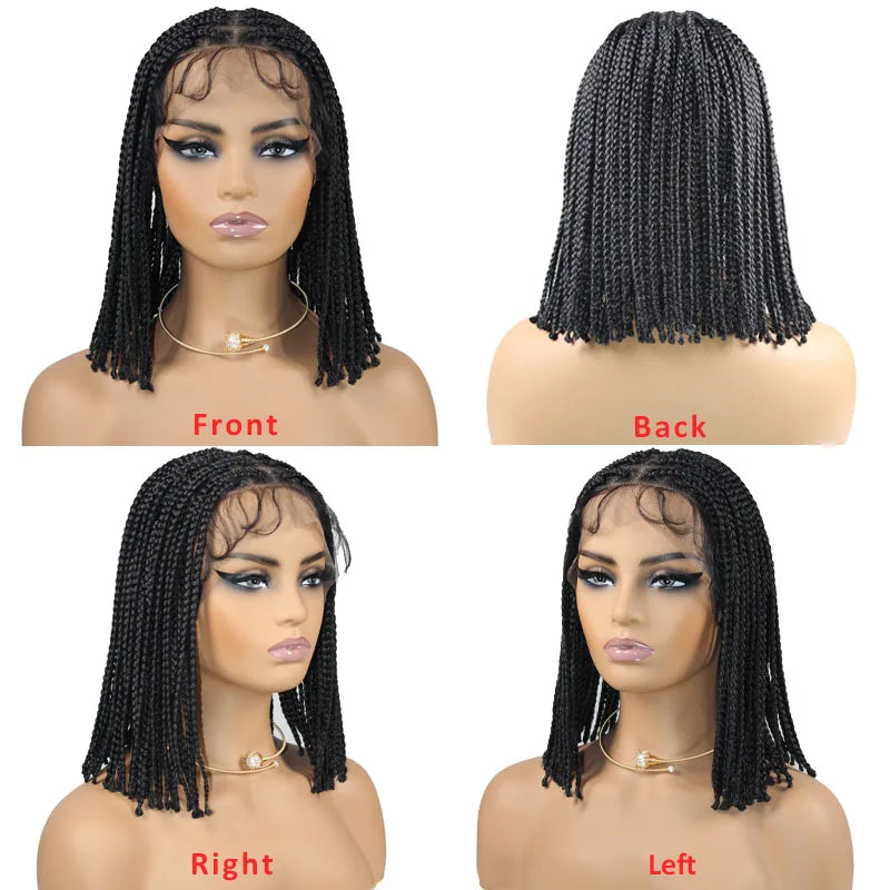 Full Lace Wigs for Black Women Short Bob Braided Wigs Knotless Box Braids 360 Lace Front Wigs Cornrow Synthetic Wigs 12 Inch Sweet T 52