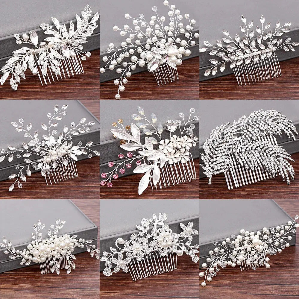 Wedding Hair Combs Bridal Hair Accessories For Women Hair Jewelry Silver Color Pearl Rhinestone Head Jewelry Women Accessories-hair accessories-SWEET T 52