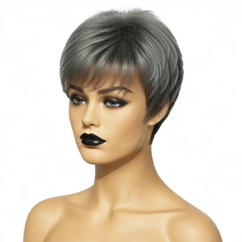 Trendy Limited Style | Salt And Pepper, Pixie Cut, 100% Human Hair Wig Sweet T 52