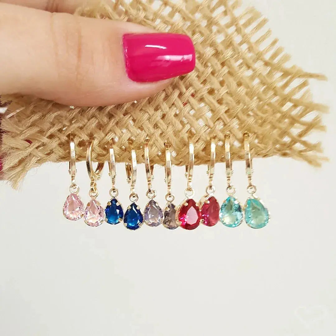 Gold Color Cute Water Drop Earrings For Women & Girls - Zircon Piercing Huggies/Hoop Dangle Earrings-earrings-SWEET T 52