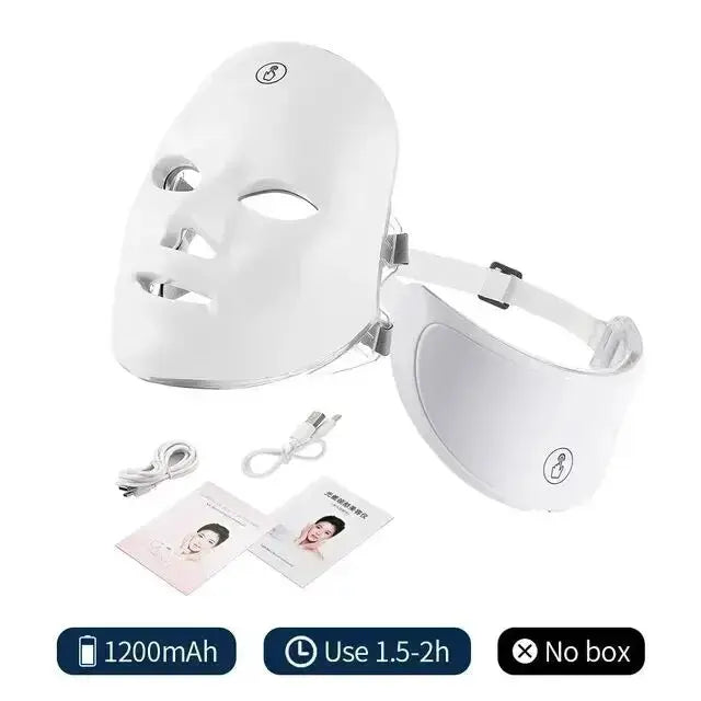 7 Color LED Facial Mask With Neck, Red Light Therapy Mask for Skin Tightening/Lifting/Anti-aging/Bio-Light Beauty Device