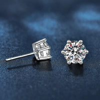 Moissanite Solitaire Stud Earrings, Marked 925 Sterling Silver