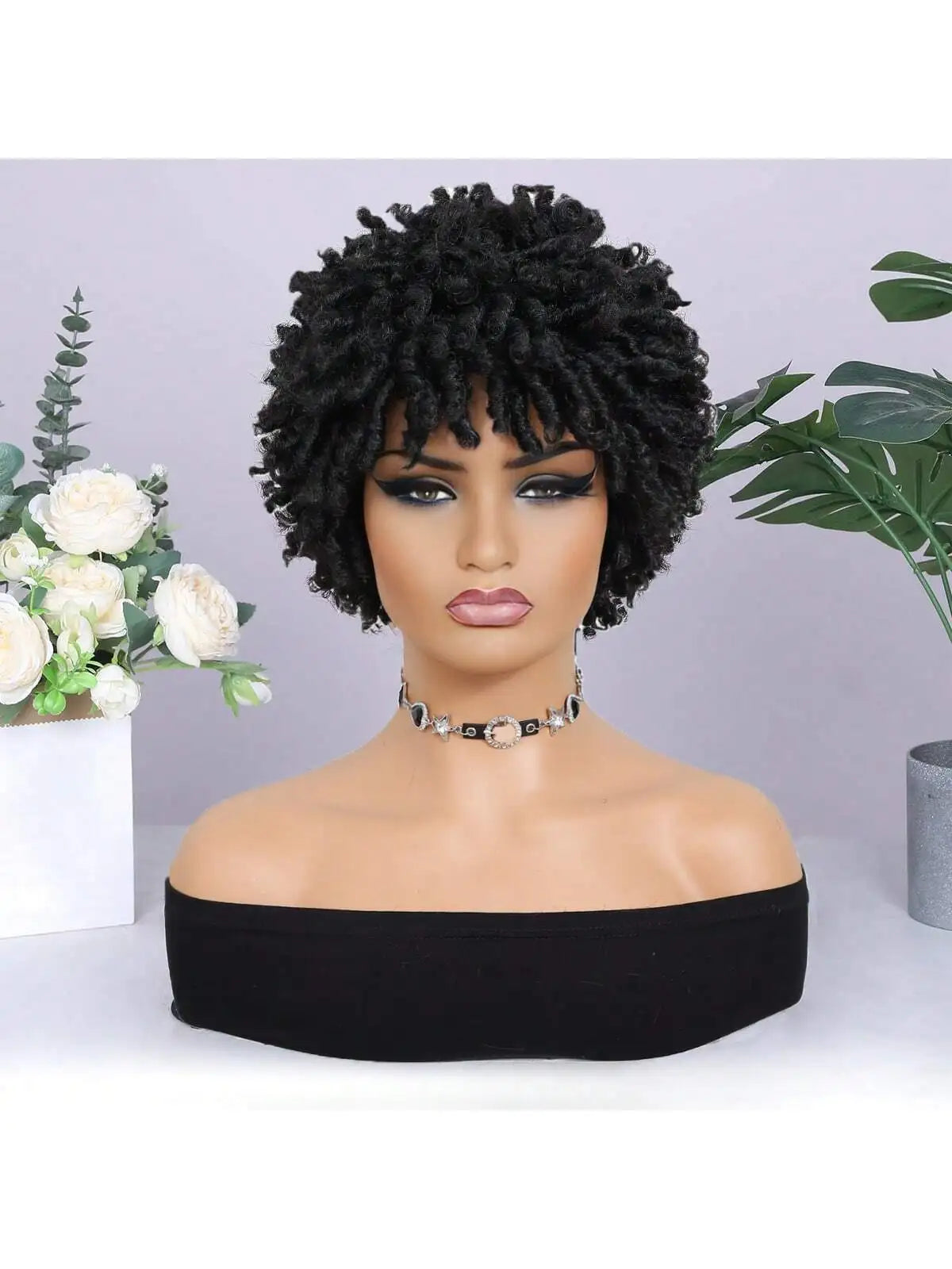 Short synthetic Wig for Black Women and Men Afro Faux Dreads Wig Heat Resistant Short Braided Wigs for Black Women Sweet T 52
