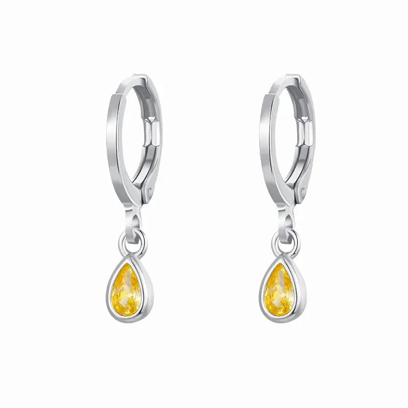 Gold Color Cute Water Drop Earrings For Women & Girls - Zircon Piercing Huggies/Hoop Dangle Earrings-earrings-SWEET T 52
