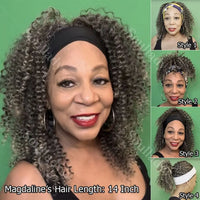 Silver Gray Jerry Curly Human Hair Headband Wig Salt And Pepper Color Brazilian Kinky Curl Grey Human Hair Wigs For Mature Women