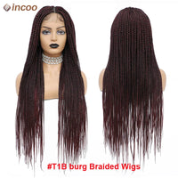 Synthetic 36" Full Lace Knotless Box Braided Wigs for Women - Cornrow Braids, Lace Frontal Wigs, Colored Braided Wigs