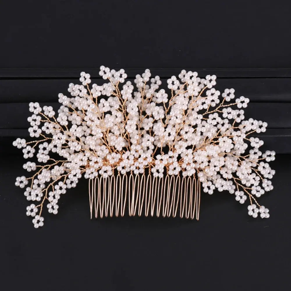 Luxury Crystal Pearl Flower Hair Comb/Headband/Tiara For Women & Girls - Bridal Wedding Hair Accessories/Hair Jewelry-hair accessories-SWEET T 52