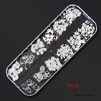 12Gird Box Multi Size AB/Colorful Non-Hotfix Rhinestones Flatback Crystal Diamond Gems 3D Glitter Nail Art Luxurious Decorations