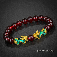 Fashion Jewelry - Obsidian Stone Beads (Attract Wealth) Feng Shui Good Luck Bangle Bracelets