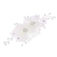 Handmade Elegant Pearl Hair Pins - White Flower Rhinestone Hair Comb For Wedding Parties/Bridal Hair Accessories-hair accessories-SWEET T 52