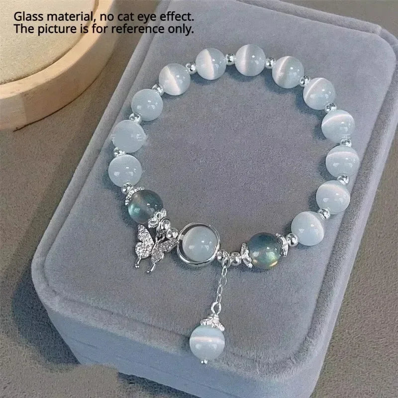 2024 New Trendy Red Beaded Chain Bracelet for Women Simple Hollow Butterfly Pendant Bracelets Jewelry Gifts Accessories Sweet T 52