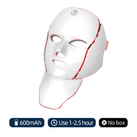LED Facial Mask with Neck/7 Colors - Red Light Therapy Facial Mask for Anti-Aging, Rejuvenation & Brightening