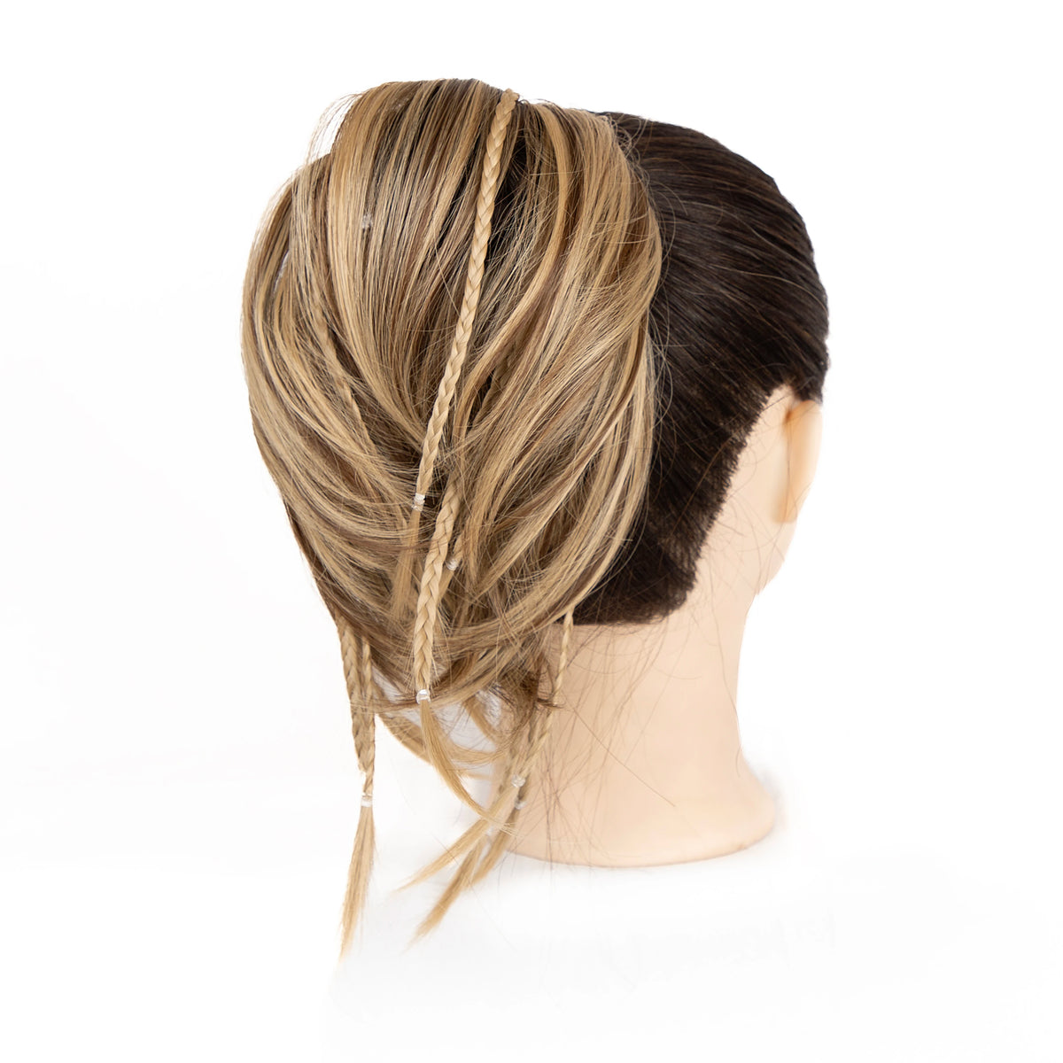 2pc Women's Handmade Synthetic Hair Ponytail Extension with Jaw Clip - Voluminous Messy Bun & Braided Ponytail