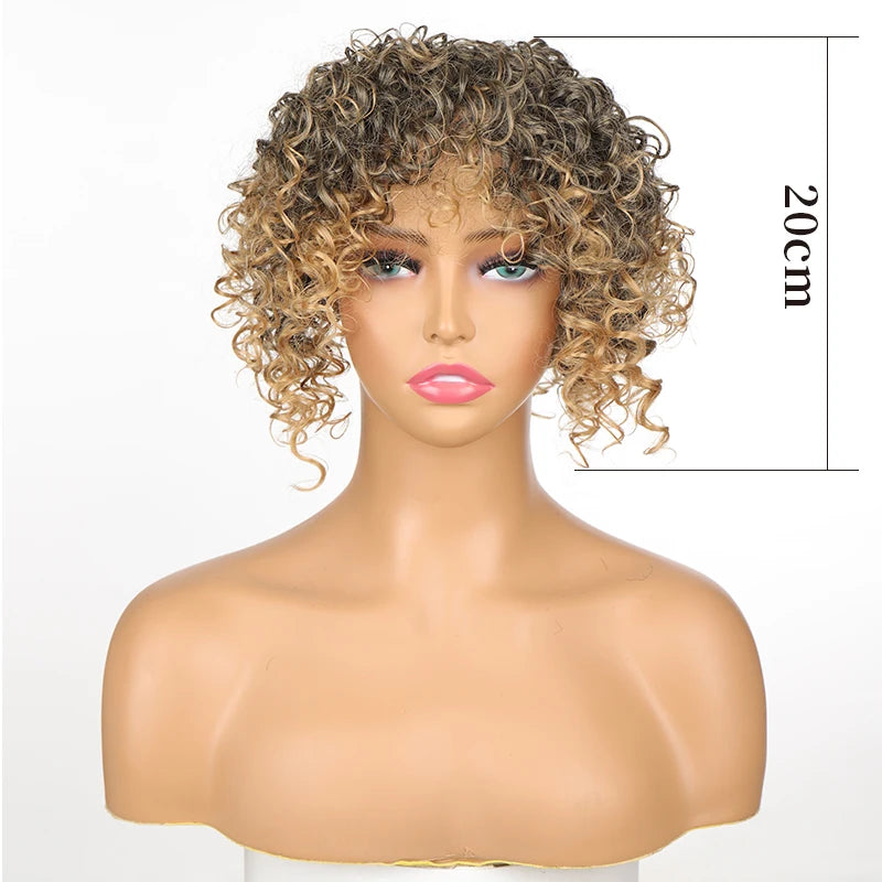 Short Synthetic Wigs for Women - Curly Topper for Women. 3 Clips, Short Toupee Hairpieces to Cover Thin Hair