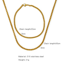 Stainless Steel NK Snake Chain Necklace/Twist Bracelet for Women. Jewelry Set, Gold in Color - DIY Accessories
