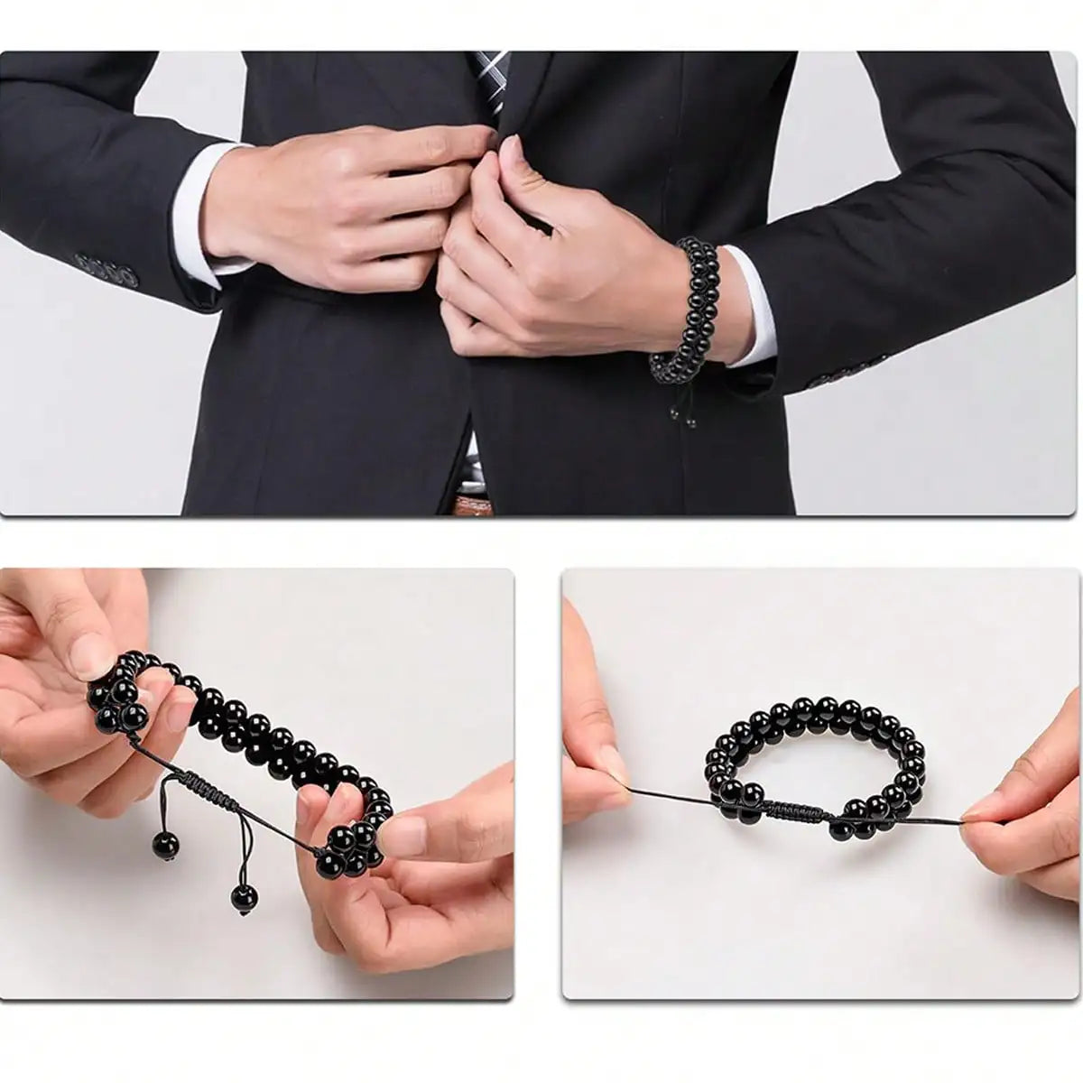 8 mm Natural Stone Beaded Bracelet