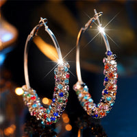 Charming Small Rainbow Round Zircon Stone Hoop Earrings - Fashion Gold Color Wedding Jewelry for Women
