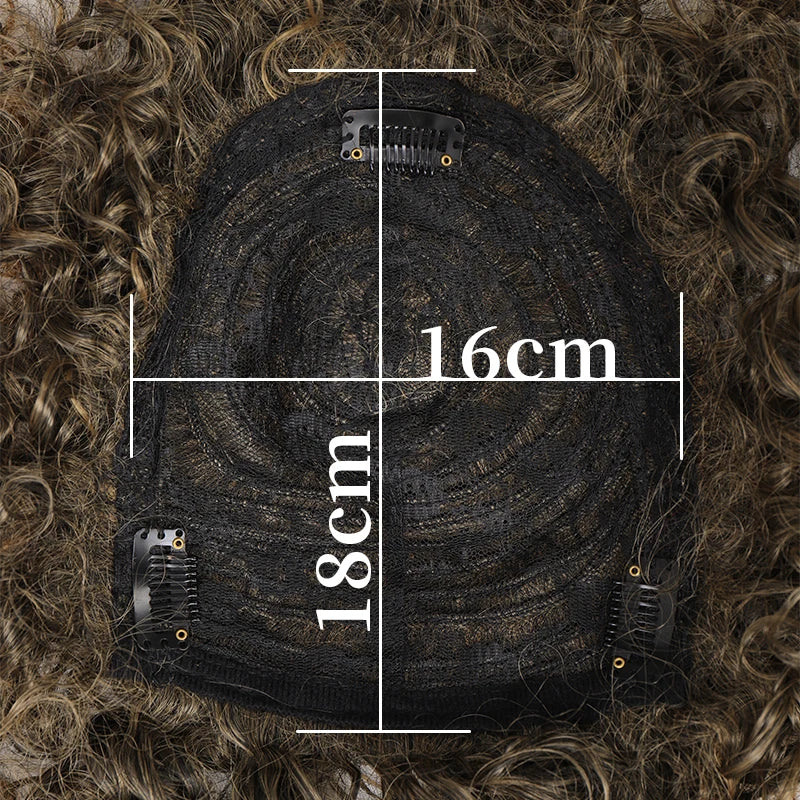 Short Synthetic Wigs for Women - Curly Topper for Women. 3 Clips, Short Toupee Hairpieces to Cover Thin Hair