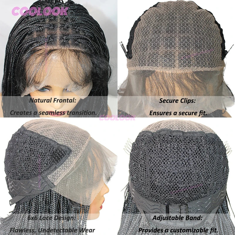 10" Short Bob Wigs Synthetic Braided Wigs For Women Box Braid Full Lace Wig Braid African Cornrow Braids Lace Wigs Cheap Sweet T 52