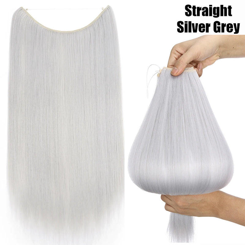 Synthetic 20 Inch Invisible Wire, No Clip-In, Hair Extensions, Fish Line Hairpieces/Hair Extensions Fake Hair For Women