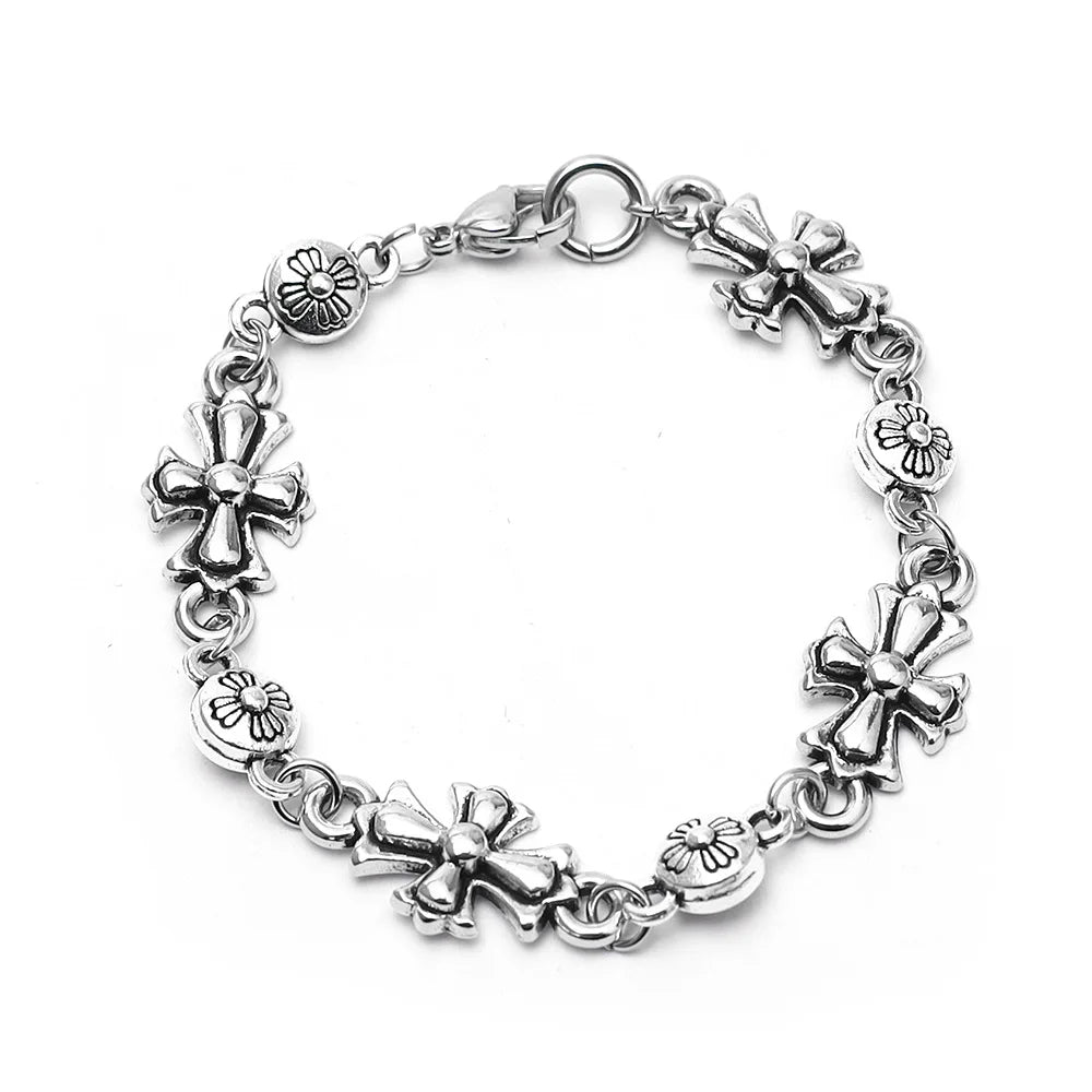 Men's Gothic Cross Link Bracelet