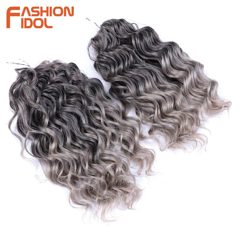 Deep Wavy Twist Crochet Hair - Synthetic Curly Hair Crochet Braids, Ombre Brown, 10 Inch Braiding Hair Extensions