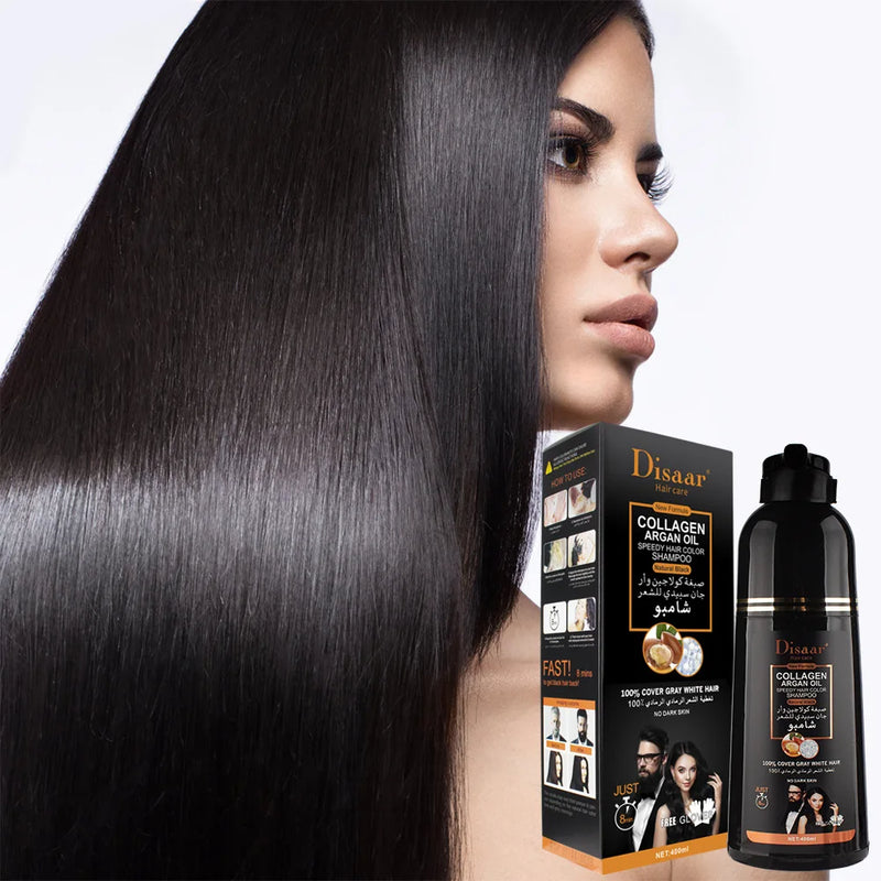 Natural Argan Oil, Ginseng Snake Oil Essence Shampoo/Dye. Fast Herbal Hair Shampoo/Dye for Damaged Hair
