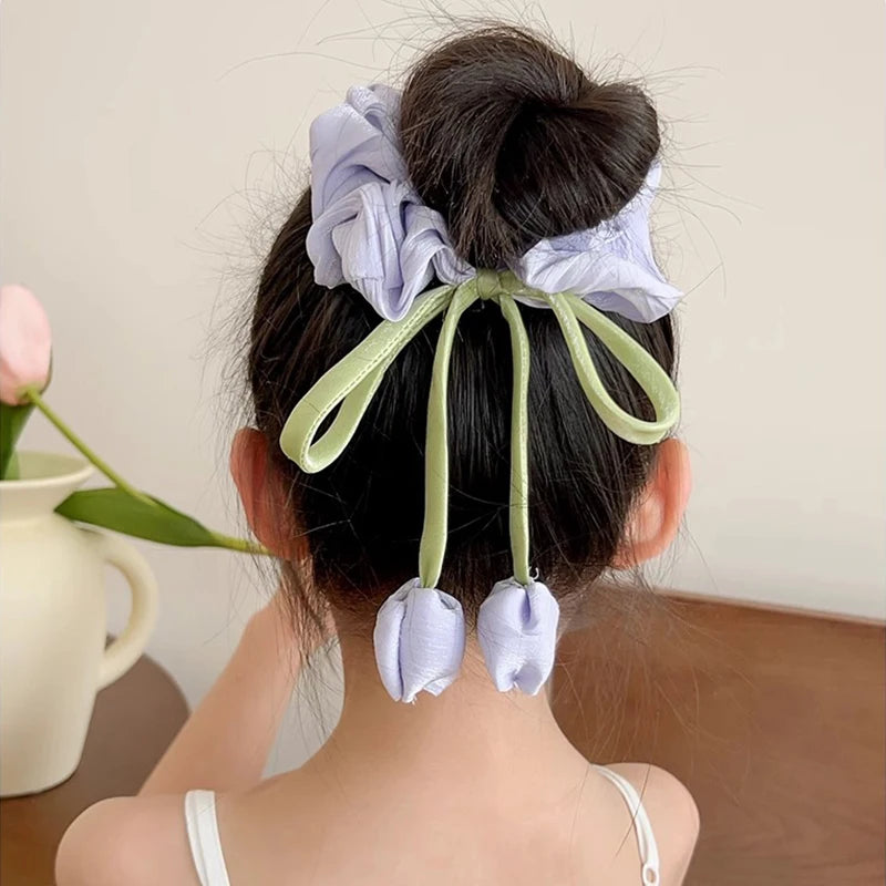 Tulip Ribbon Scrunchies, 3 Pack