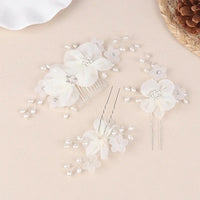 Handmade Elegant Pearl Hair Pins - White Flower Rhinestone Hair Comb For Wedding Parties/Bridal Hair Accessories-hair accessories-SWEET T 52
