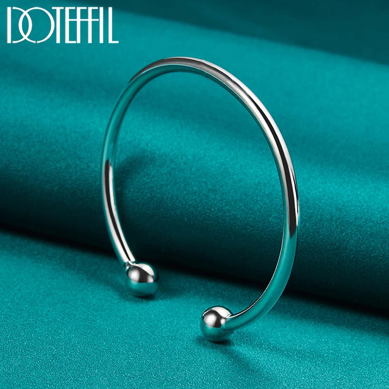 4 mm Bead Bracelet, Marked 925 Sterling Silver