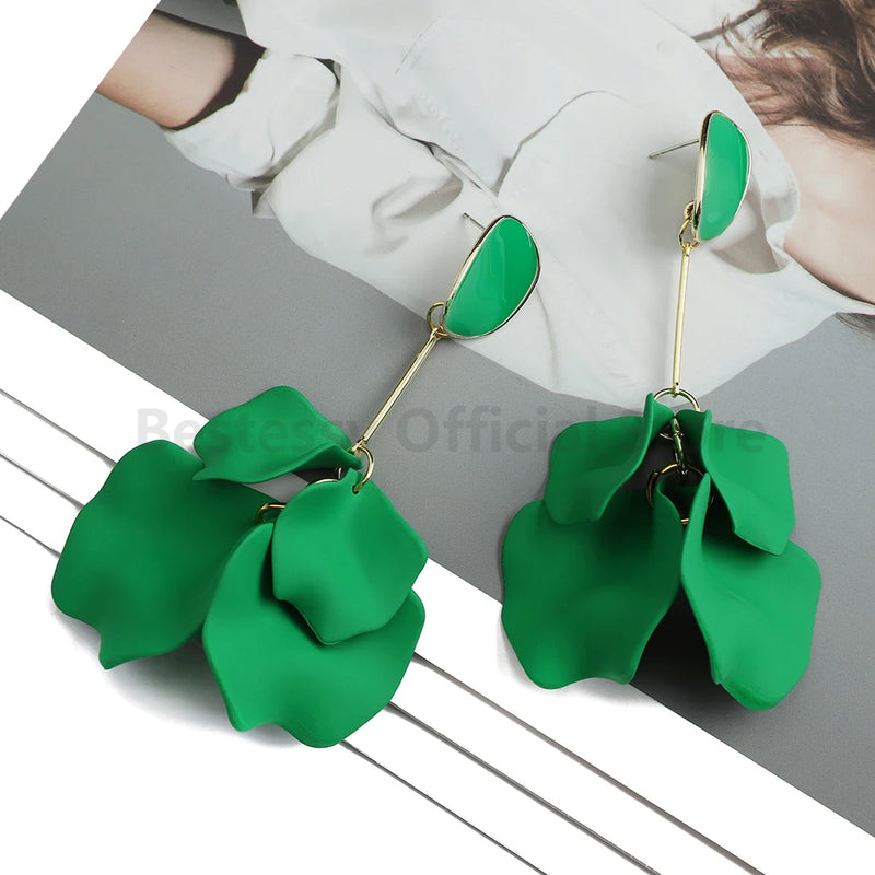 Acrylic Flower Petal Design Big Dangle Earrings For Women & Girls. Elegant Jewelry for Fashion-earrings-SWEET T 52
