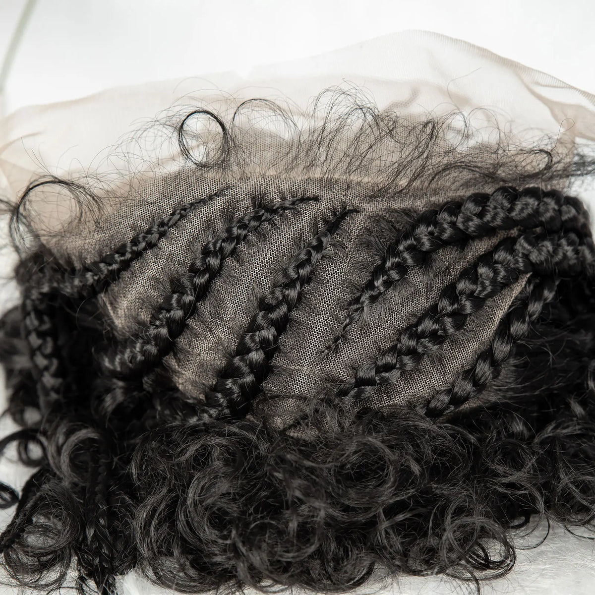 Cornrow Synthetic Braided Wigs 13*6 Lace Front Wig  Knotless Box Braided Wig Partition Design with Curly Hair for African Women Sweet T 52