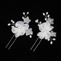 Handmade Elegant Pearl Hair Pins - White Flower Rhinestone Hair Comb For Wedding Parties/Bridal Hair Accessories-hair accessories-SWEET T 52