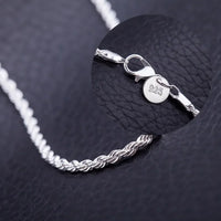 4 mm Rope Chain Necklace, Marked 925 Sterling Silver