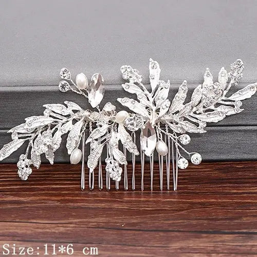 Wedding Hair Combs Bridal Hair Accessories For Women Hair Jewelry Silver Color Pearl Rhinestone Head Jewelry Women Accessories-hair accessories-SWEET T 52