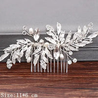 Wedding Hair Combs Bridal Hair Accessories For Women Hair Jewelry Silver Color Pearl Rhinestone Head Jewelry Women Accessories-hair accessories-SWEET T 52