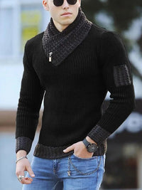 Fall Hot Sale Of The Season Men's High Collar Long Sleeve Sweater Trendy Color Block Knitted Shirt Casual Wear Comfortable Soft Sweet T 52