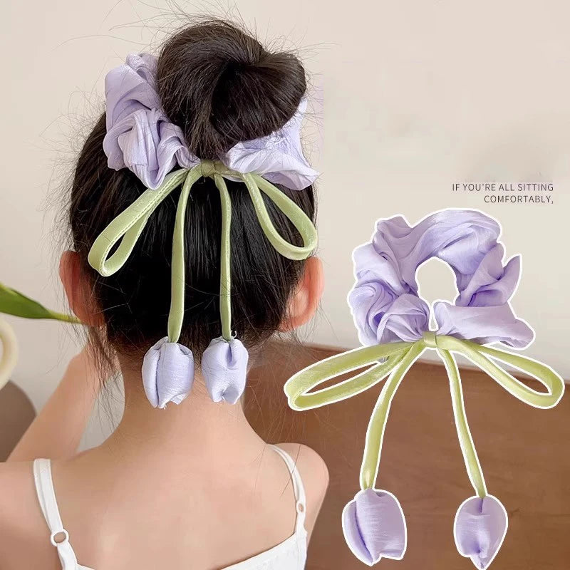 Tulip Ribbon Scrunchies, 3 Pack