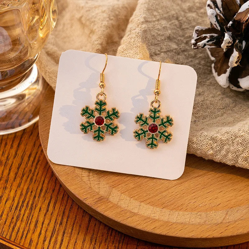 Vintage Metal Christmas Tree Dangle Earrings for Women - Fashion Socks, Santa Claus, Snowflake Drop Earrings