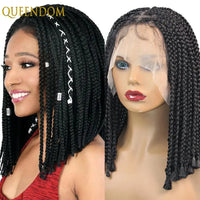 10 Inch Synthetic Short Bob Braided Wigs, Faux Locs, Full Lace with Baby Hair, Cornrow Knotless for Women