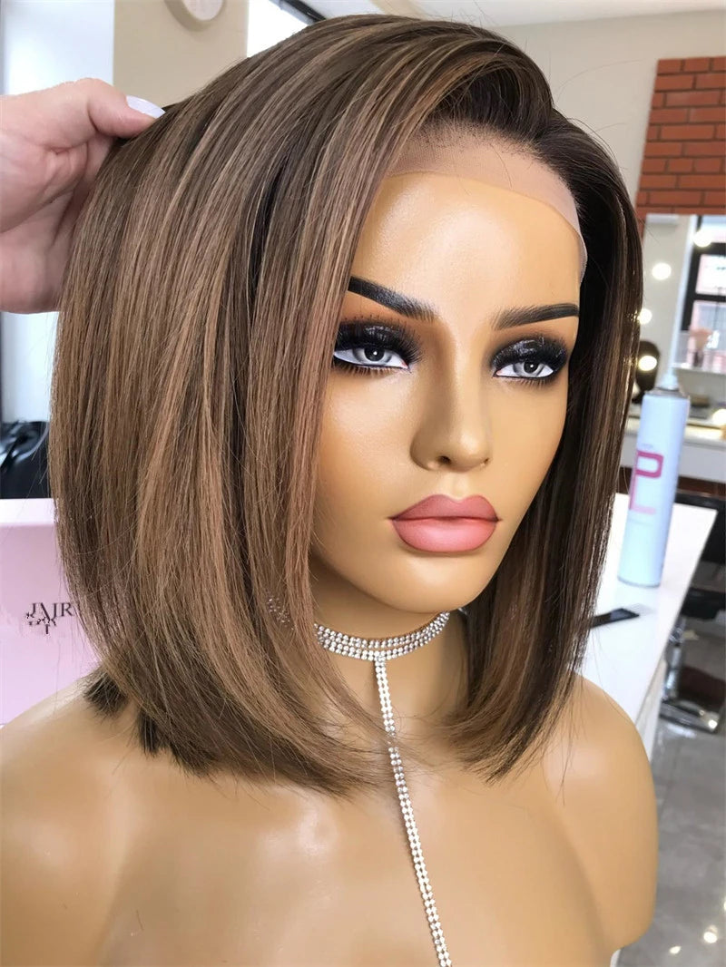 New Premium Futura Synthetic Hair lace Frontal wig Brown Caramel Blonde highlight colored Lace Front Wig Full Density For Women SWEET T 52