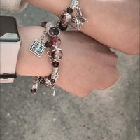 2024 New Trendy Red Beaded Chain Bracelet for Women Simple Hollow Butterfly Pendant Bracelets Jewelry Gifts Accessories Sweet T 52