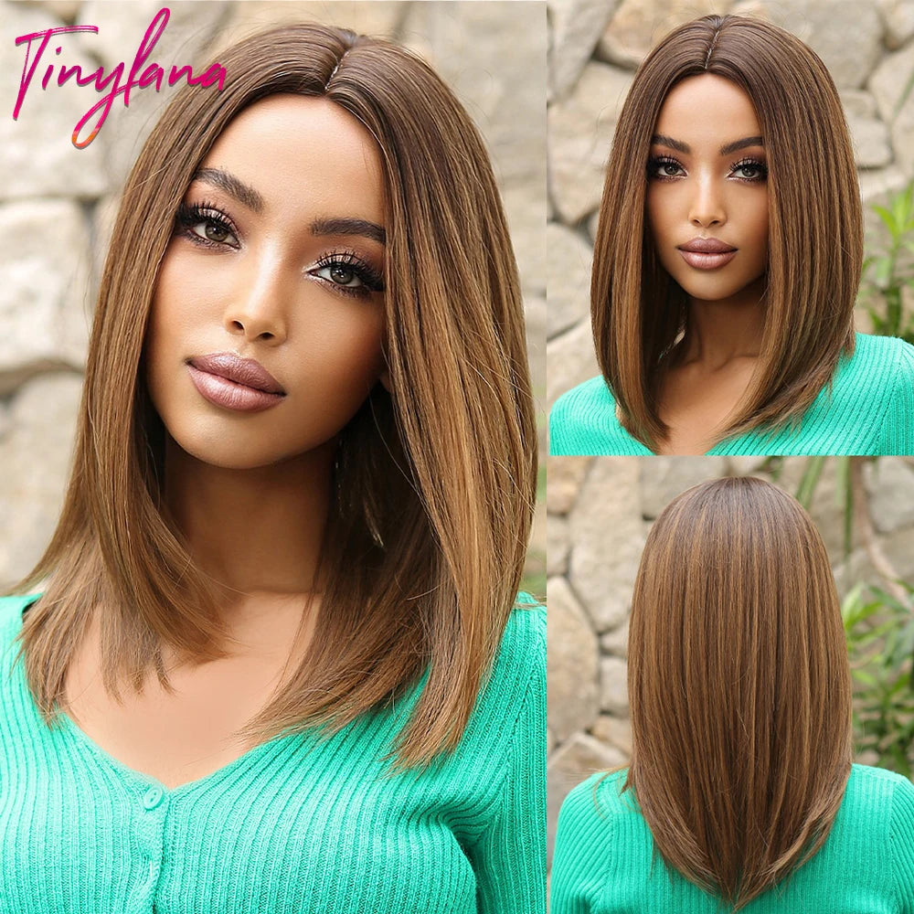 Short Straight Synthetic Wigs for Women with Bangs - Short Straight Bob Hair Wigs