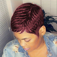 4 Inch Pixie Cut Curly Wave Human Hair Wigs for Women, Full Machine Made Wigs for Daily Wear