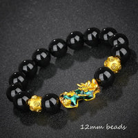Fashion Jewelry - Obsidian Stone Beads (Attract Wealth) Feng Shui Good Luck Bangle Bracelets
