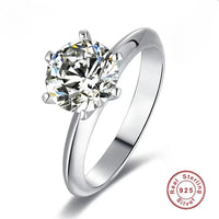 Six-Claw Moissanite Ring, Marked 925 Sterling Silver