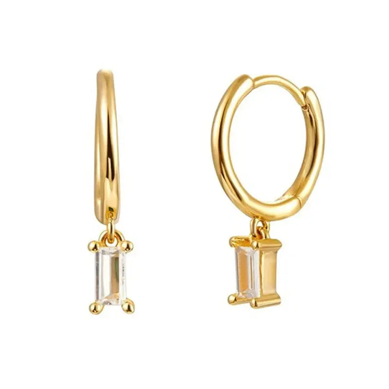Gold Color Cute Water Drop Earrings For Women & Girls - Zircon Piercing Huggies/Hoop Dangle Earrings-earrings-SWEET T 52