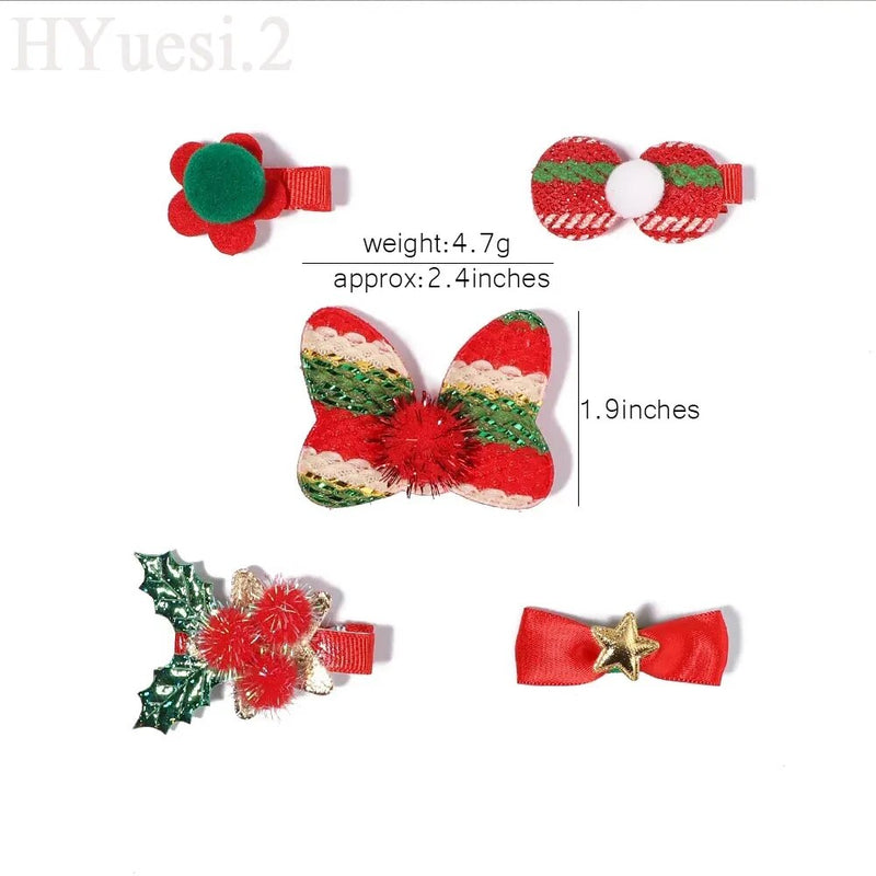 5pcs/Set Snowman, Christmas Tree, Santa Claus Hair Clips. Duckbill Hair Clips for Women, Girls and Kids. Xmas Party Headdress-hair accessories-SWEET T 52