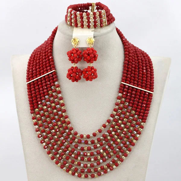 African Beads Jewelry Set Nigerian Wedding African Beads Jewelry Set Crystal African Jewelry Sets  ABJ176